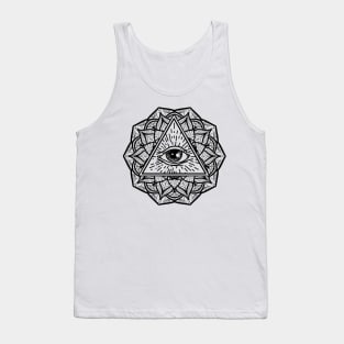 Geometric Mandala Eye Symmetry All Seeing Eye Triangle Tank Top